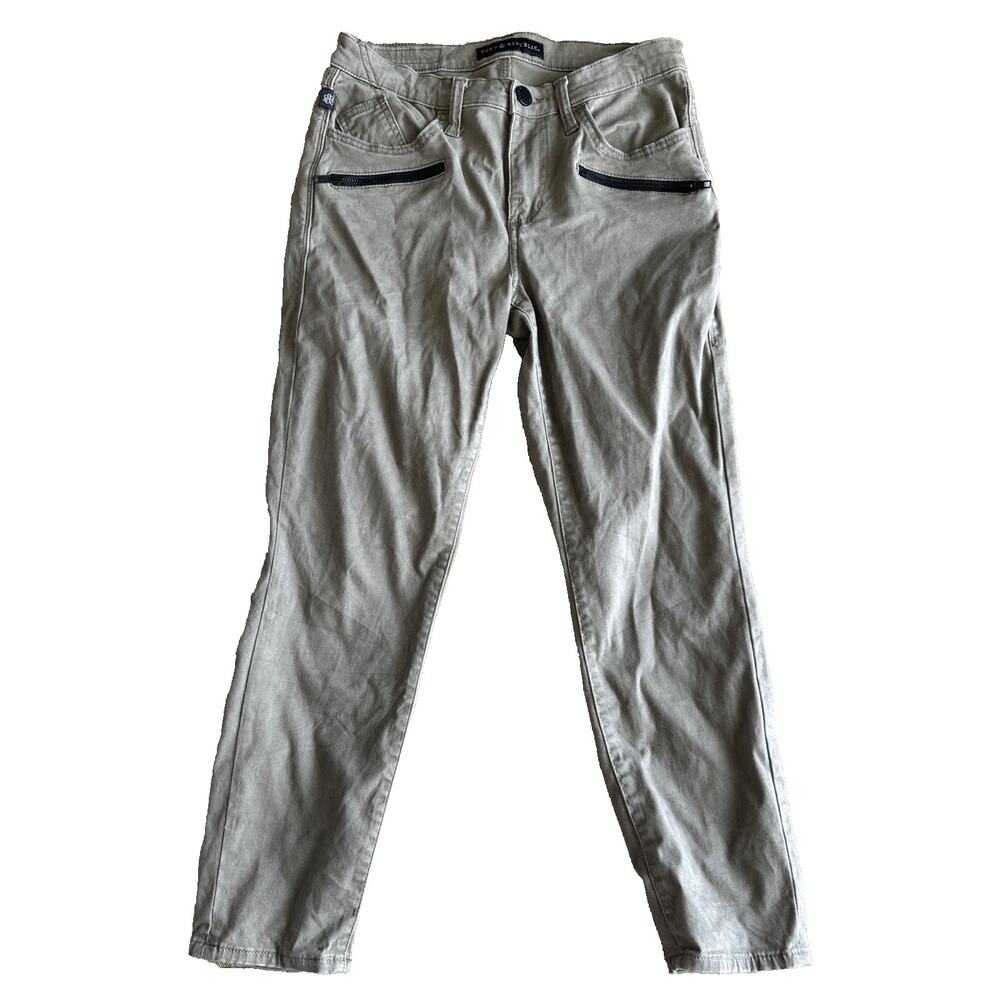 Rock & Republic Women's Pants Jeans Kashmiere Crop Side Zips Green Gray‎ Taupe 8